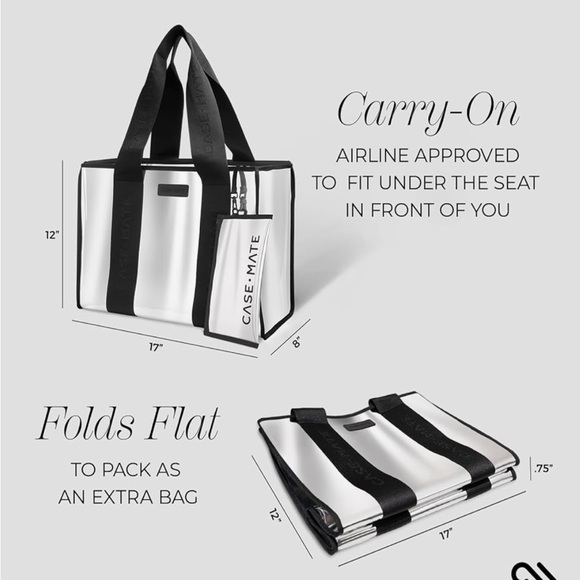 Case-Mate Jelly Tote Silver Chrome Beach Bag Pouch Accessory Large New with Tags - Picture 3 of 8